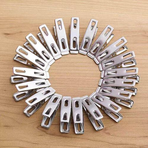 Stainless Steel Sock Hangers, 20-Pack Small Steel Clips, No