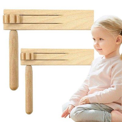 2Pcs Wooden Spinning Rattle Ratchet Toys Castanet Musical