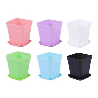 6pcs Thicken Flower Pots Square Pot Trays Plastic Pots