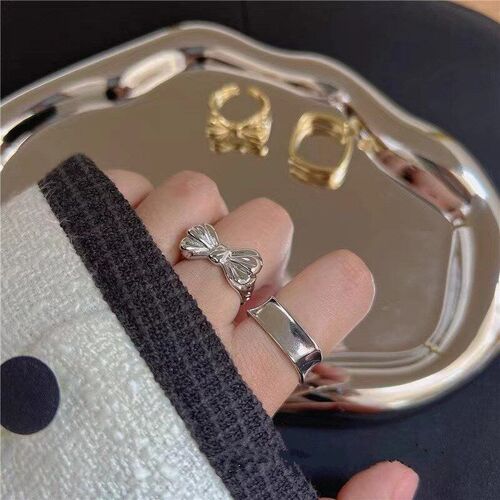 Retro Bow Ring Sweet Finger Ring Fashionable Cool Girl Ins D