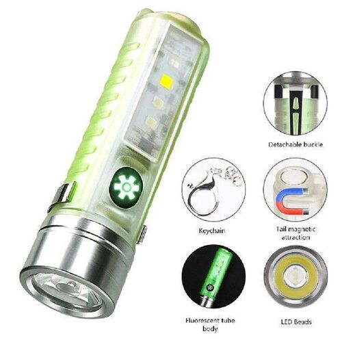 Mini LED Flashlight USB Rechargeable Torch Strong Magnetic