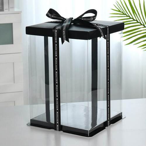 Cake box transparent 4/14 inch flower cake layout packaging
