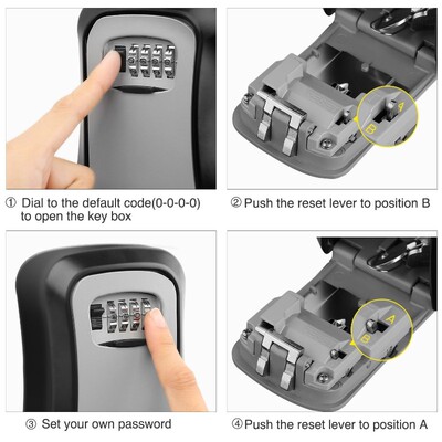 Key Lock Box Wall Mounted alloy Key Safe Box Weatherproof 4