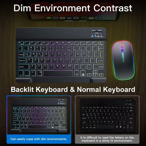 Backlit Backlight Wireless Keyboard And Mouse For iOS Androi