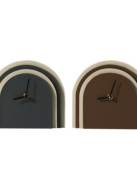 意式极简多层皮革拱形座钟摆件样板房床头柜办公桌面创意家居饰品