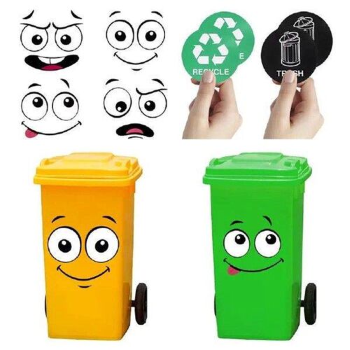 Cute Cartoon Face Trash Can Stickers Self-Adhesive