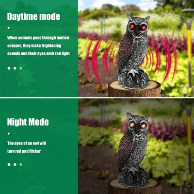 New Solar Owl Scare Bird Control Devices Waterproof Garden F