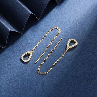 Drop Ear Line Long Hanging Earrings for Women Rose Gold Colo