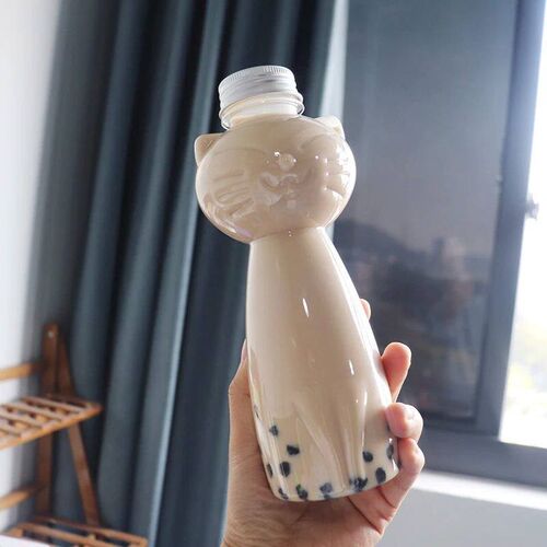 Kawaii Cat Water Bottles for Milk Tea Coffee Juice Portable
