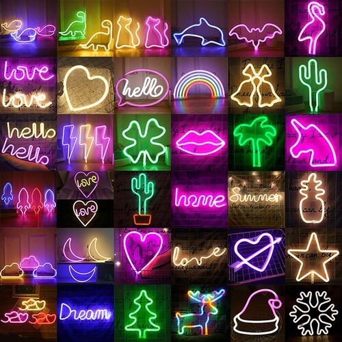 LED night lights stars moon clouds decoration neon wall lamp