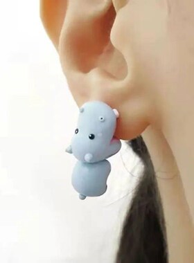 2pcs/1pair Animal Cartoon Stud Earring For Women Cute Dinosa