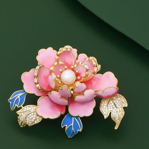 New Arrival Exquisite Peony Flower Brooch Womens Elegant Ena
