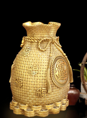 铜金钱袋摆件招财进宝储钱罐聚宝盆商铺桌面装饰家居客厅玄关摆放