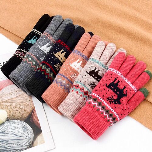 Rimiut Fashion Knitted Thick Gloves For Men & Women Christma