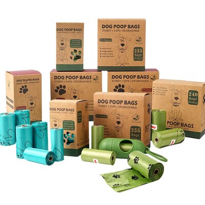 8PCS/ Roll Biodegradable Dog Poop Bags Bulk Biobase Scented