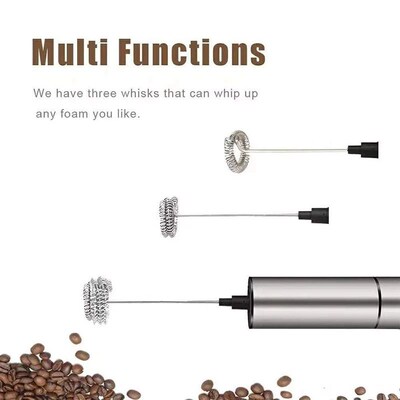 Electric Whisk Head Milk Frother Wireless Handheld Powerful