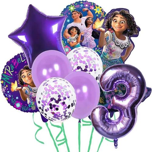 9pcs  Encanto Mirabel Party Balloons Set 32inch Purple Numbe