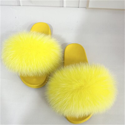 2025 Cute Fox Fur Color Slippers Niche Versatile Sweet And F