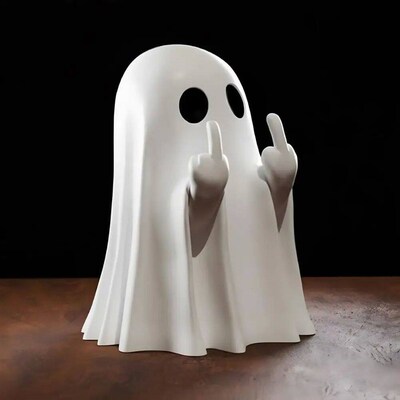 Middle Finger Cute Ghost Statue Small Scary Ghost Figurines
