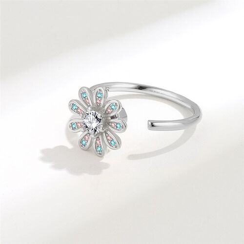 Adjustable Sunflower Spinning Ring Zircon Anxiety Ring Versa