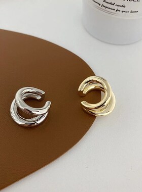 Fake Piercing Earcuff Double Circle Ear Cuff Faux Earrings f