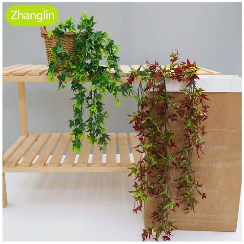 80cm Artificial Plant Red Maple Leaf Ivy Home Decor Green Cr