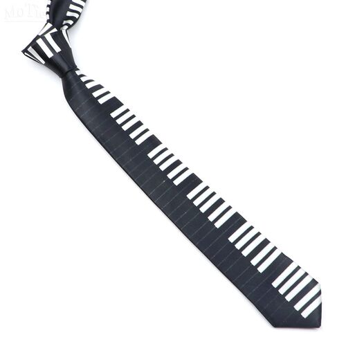 Classic Musical Notes Printed Tie Silky Narrow Neckties Slim