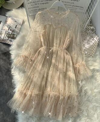 Women dress Stars Sequined Mesh Shiny Fairy Dress Women