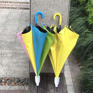 防水套大号儿童黄色雨伞小学生自动男女黑胶彩虹伞长柄上学伞