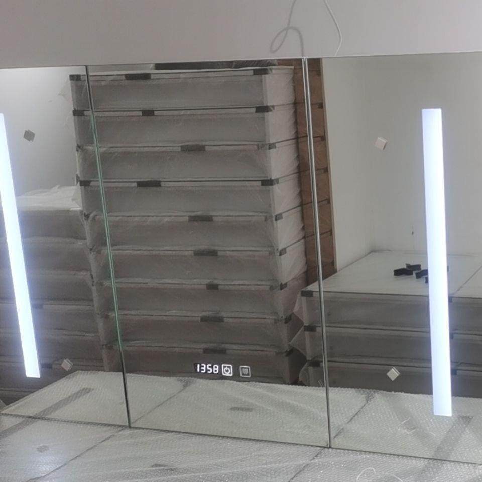 智能镜柜门镜柜除雾镜框镜子实木框铝框镜门来图