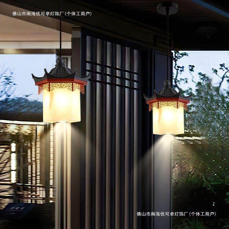 现代中式防水庭院灯户外吊灯别墅门廊中国风灯笼仿古古风过道