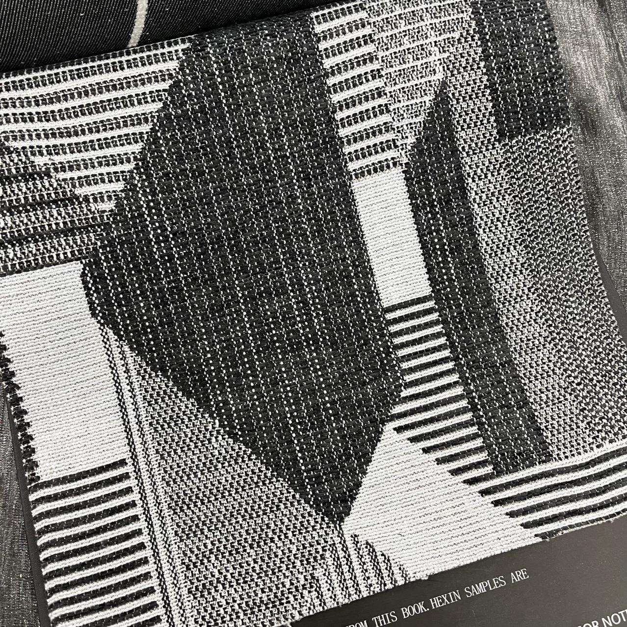 黑白几何图案布沙发布黑白样板房抱枕布设计师款沙发布料黑白面料