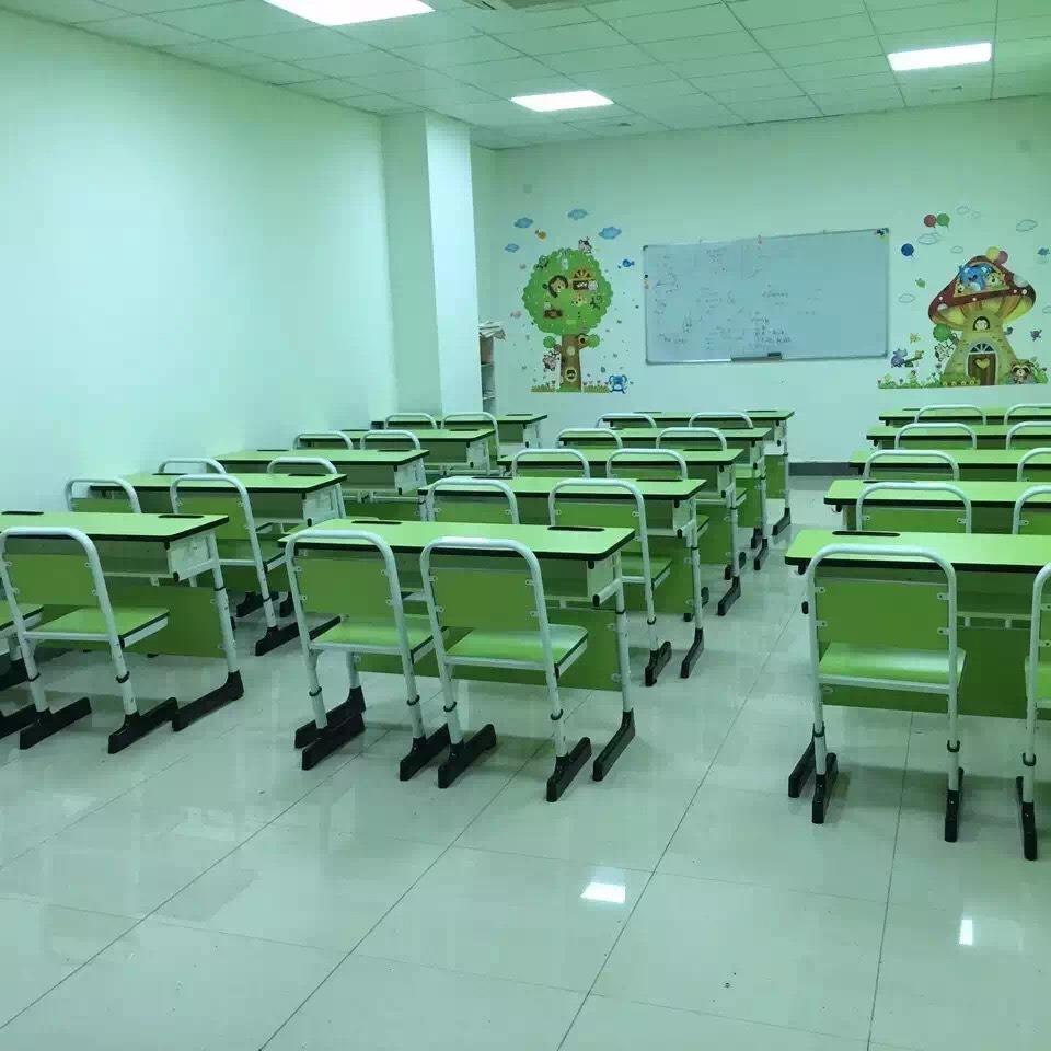 学校辅导班彩色双人课桌椅可折叠升降写字桌辅导班学习桌椅