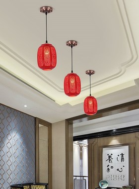 阳台红色灯笼小吊灯古典喜庆家用吧台餐厅茶楼走廊过道门厅飘窗灯