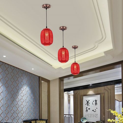阳台红色灯笼小吊灯古典喜庆家用吧台餐厅茶楼走廊过道门厅飘窗灯