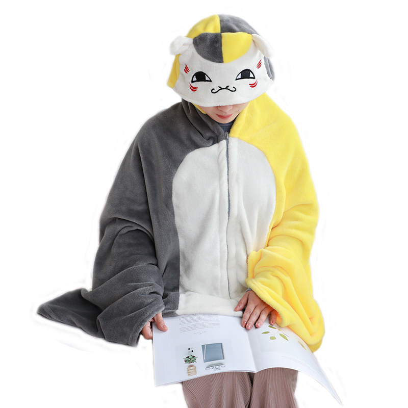 卡通拉链款披风懒人毯学校午休披肩午睡毯斗篷教室单人法兰绒小毯