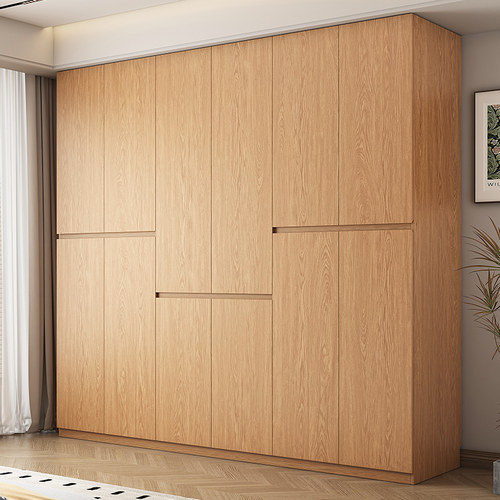 全挂式橡木定制衣柜新款2024爆款家用卧室主卧一门到顶全实木衣橱