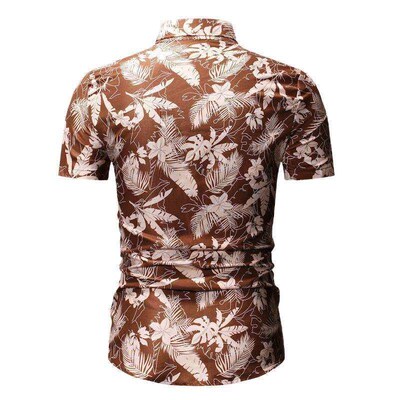 Summer Mens Casual Short Sleeve Flower Shirt