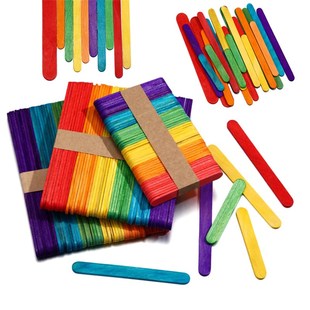 50pcs Colored Wooden Popsicle Sticks Ice Cream Stick Model T