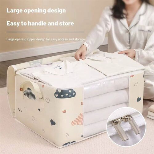 1pc Blue/White Quilt Clothe Storage Bag Moiture Dut Proof Pr