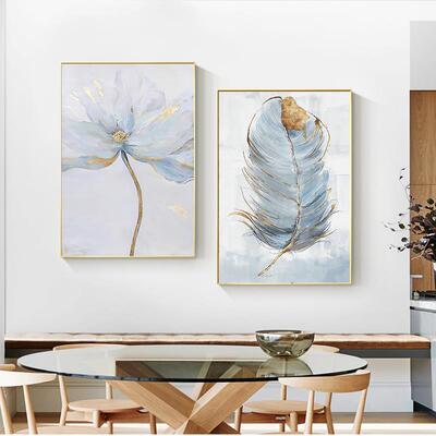 Scandinavian Flower  Art Abstract Painting Print Feather Dec