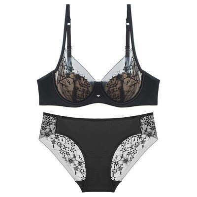 Summer thin bra set, high-end pure desire, big chest, small