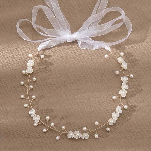 Elegant Flower Pearl Wreath Headband Bride Wedding Dress Acc