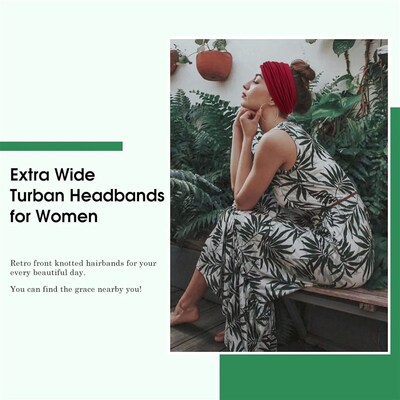 4 Pcs Wide Headbands for Women, Large Turban Headband Boho H