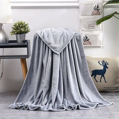 Winter Fuzzy Flannel Blanket Fluffy Warm Soft Sofa ver Solid