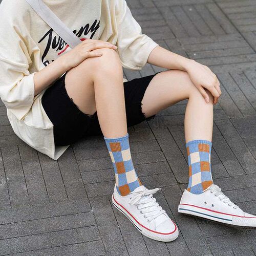 Socks Womens Four Seasons Joker Mid-Socks Steet Ins Academi