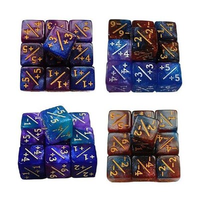 10pcs Six Sided Dice Set D6 Counters +1/+1 And -1/-1 Set