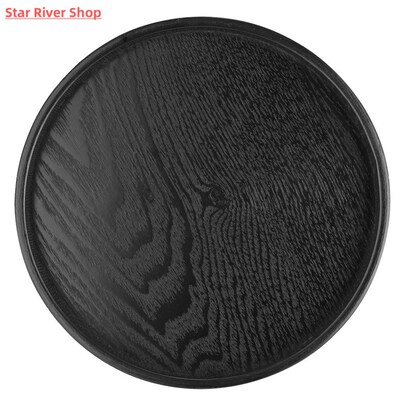 Round Solid Wooden Tea Table Tray Coffee Snack Food Meals Ch