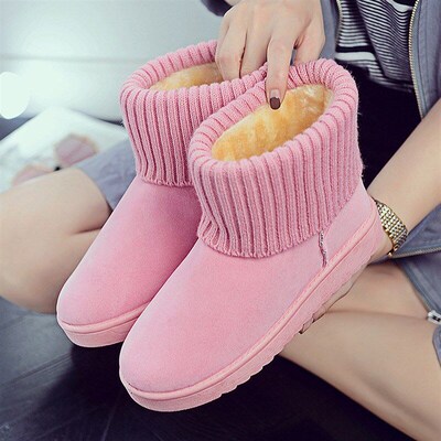 Wool Snow Boots Women Flat AntiSlip Short Tube Booties Water