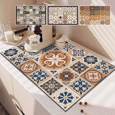 Kitchen Rubber Dish Drying Pad Super Absorbent Dinnerware Pl